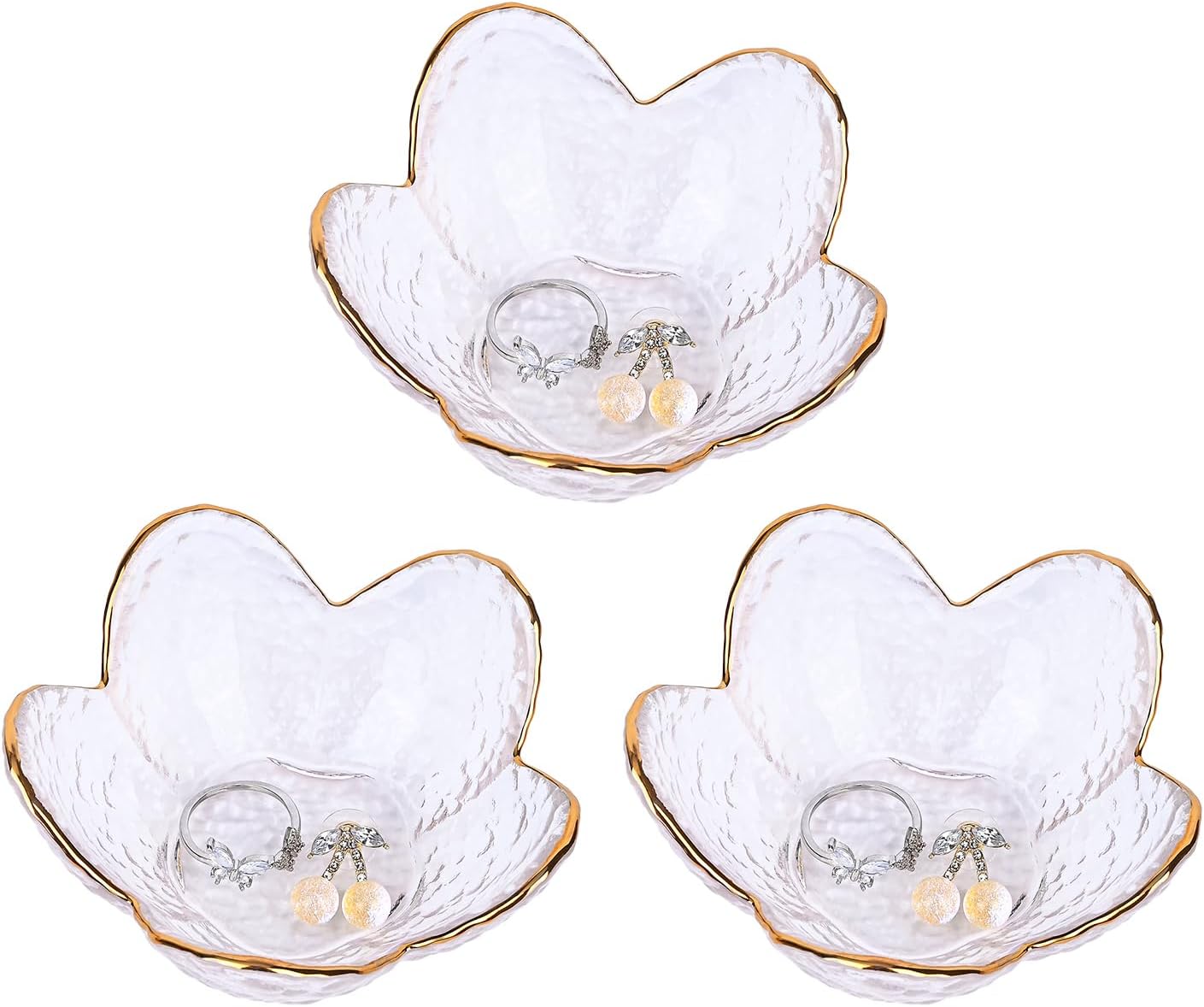 3 Pzas Bandejas Cristal Blanco para Joyas Minimalista