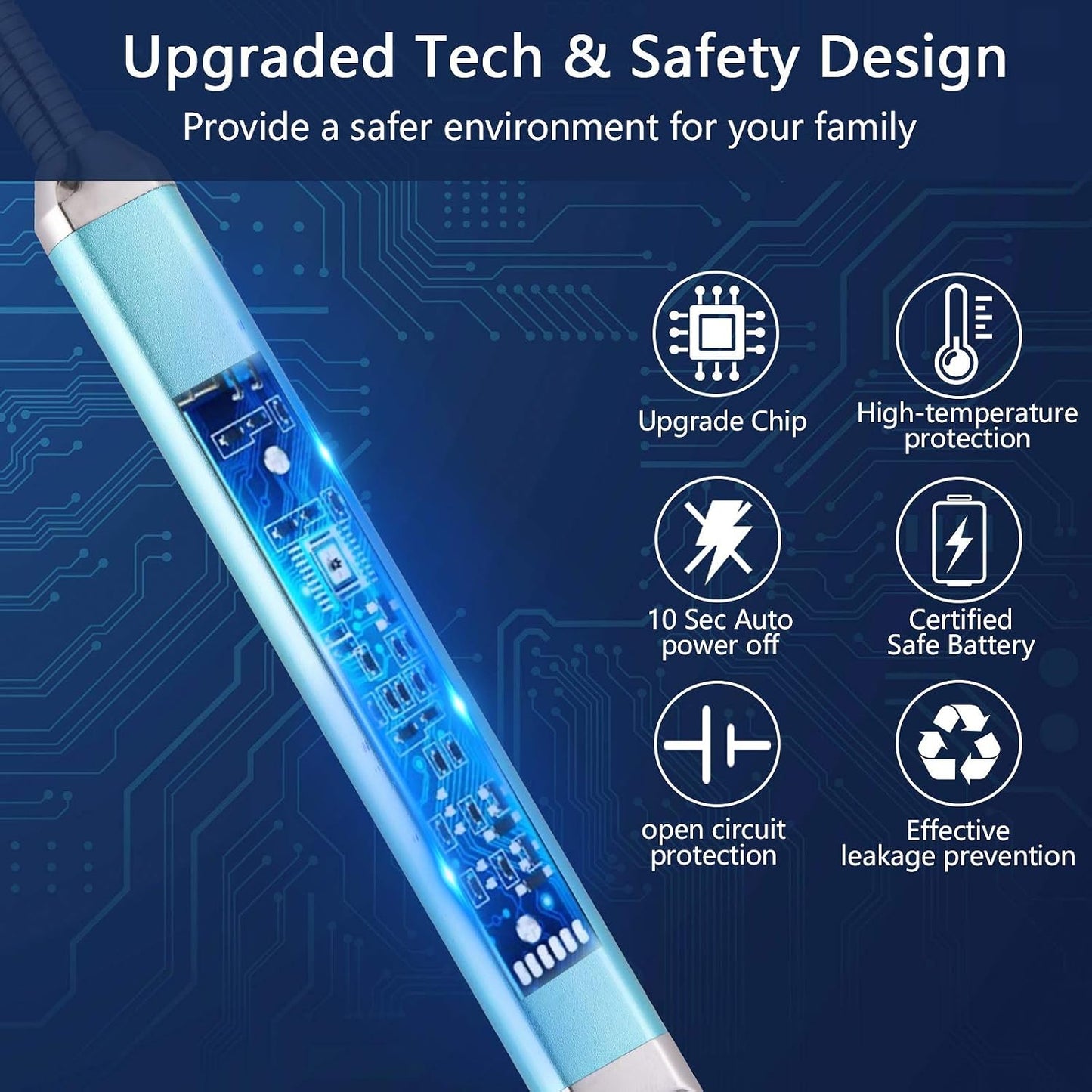 Encendedor eléctrico USB para velas color azul