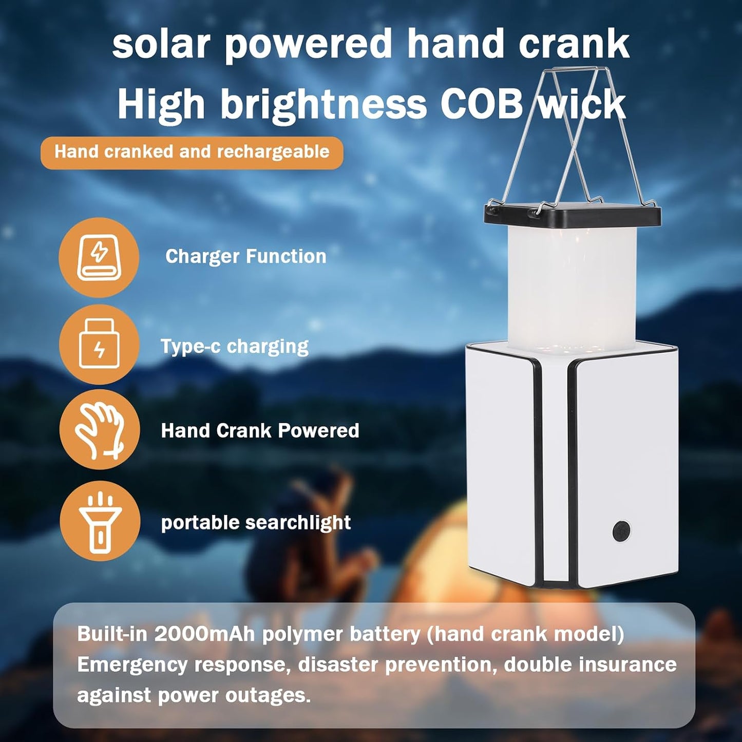 4 Linternas Solares LED Recargables con Carga Solar y