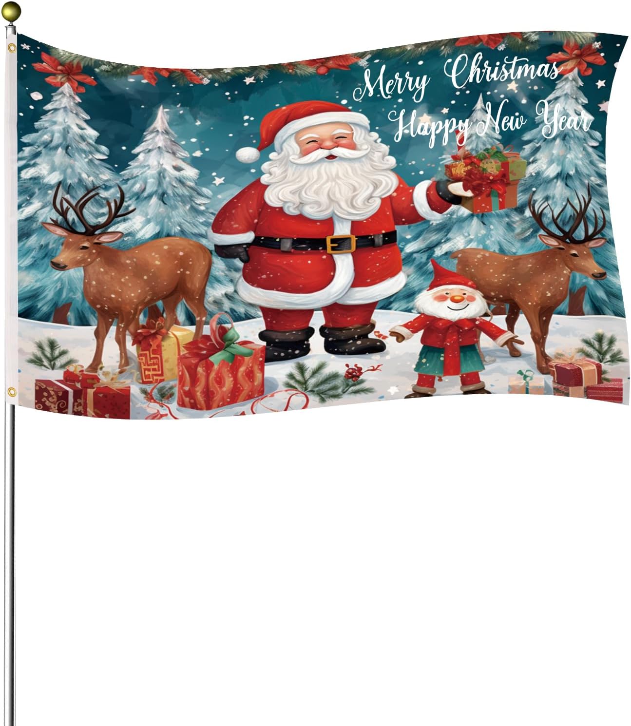 Bandera Navidad 3x5ft doble cara poliéster jardín patio