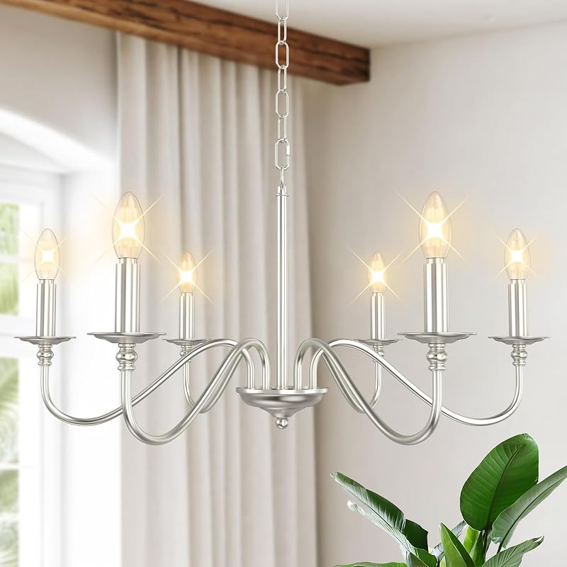 Candelabro 6 luces 28" industrial rústica níquel