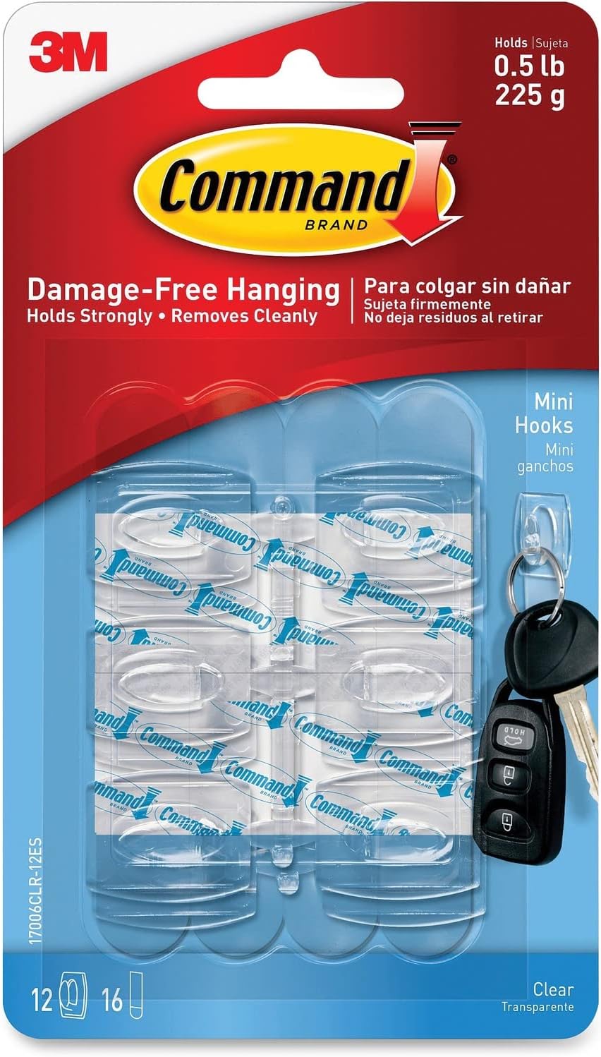 Ganchos mini adhesivos 6 pzas soportan 1/2 libra