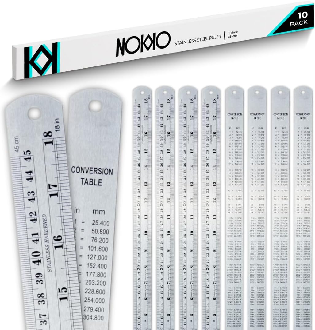 Regla acero inox 18pulg set 10 reglas métricas e imperiales