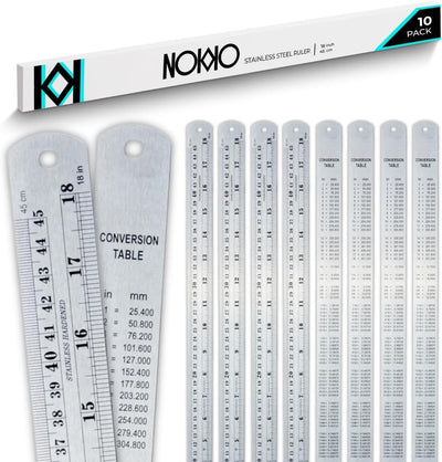 Regla acero inox 18pulg set 10 reglas métricas e imperiales