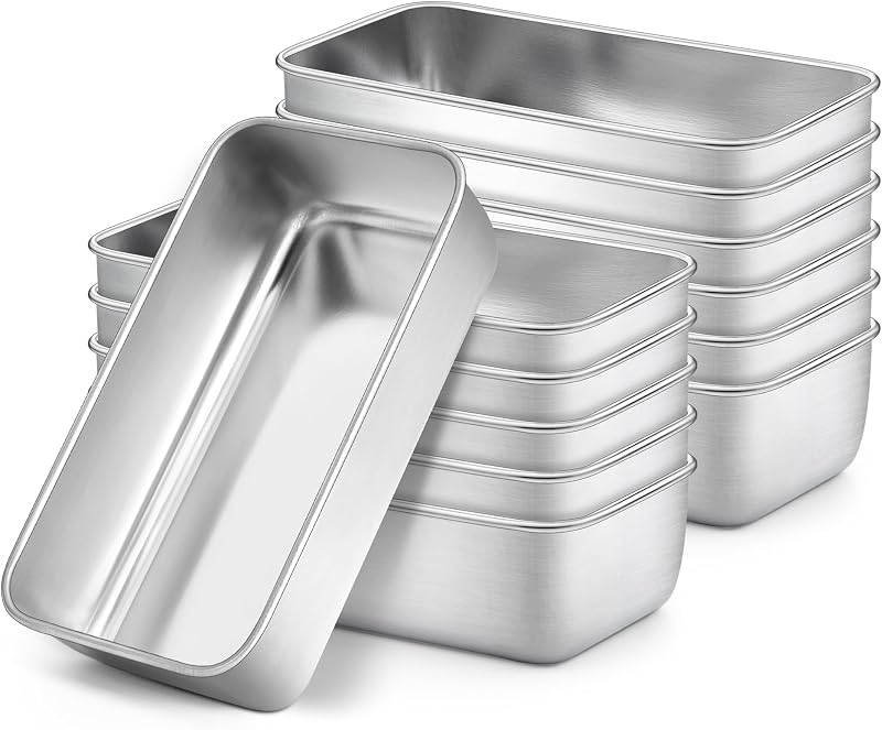 Set 12 Moldes Acero Inox 9x5pulg para Hornear