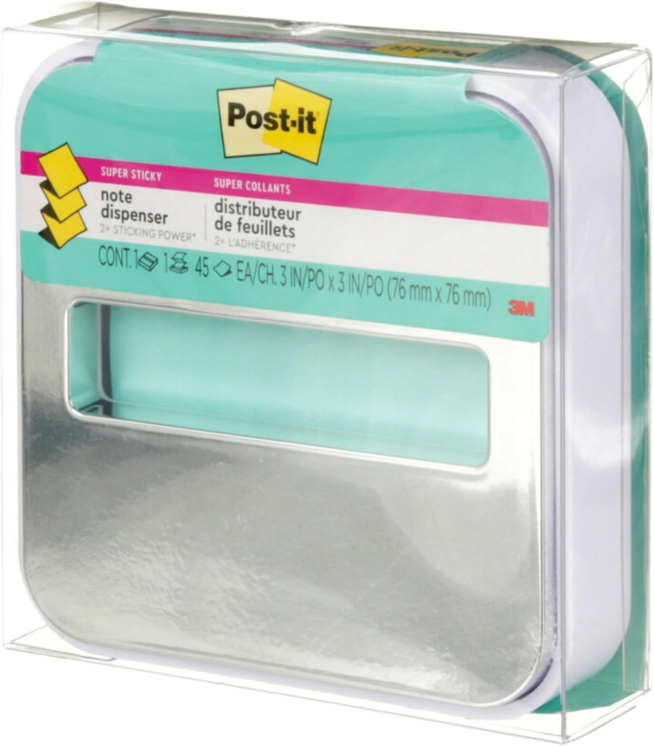 Dispensador notas Post-it 3x3" base blanca acero