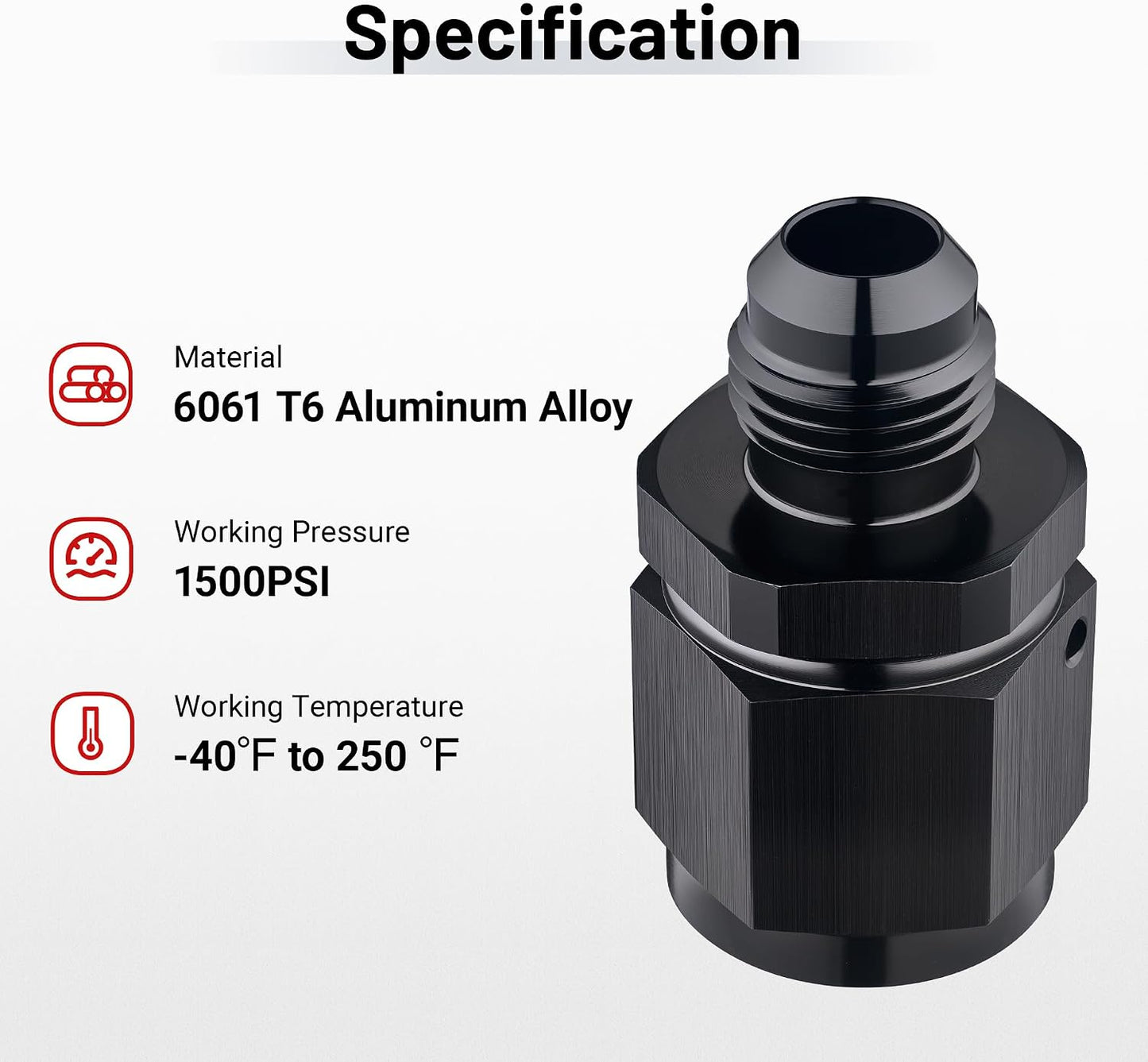 Adaptador hembra macho aluminio negro 1pc