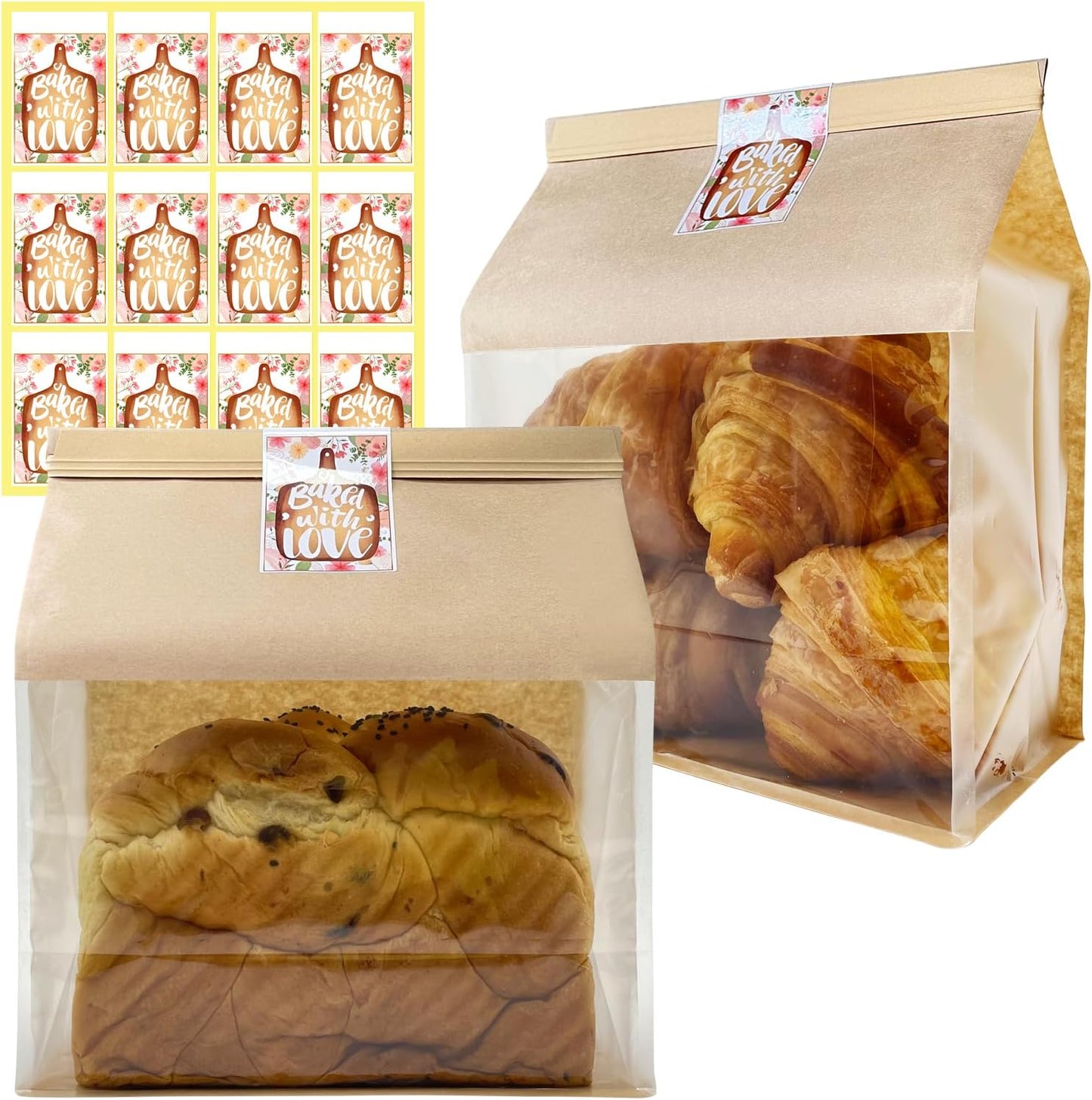 Bolsas pan grandes con etiquetas adhesivas