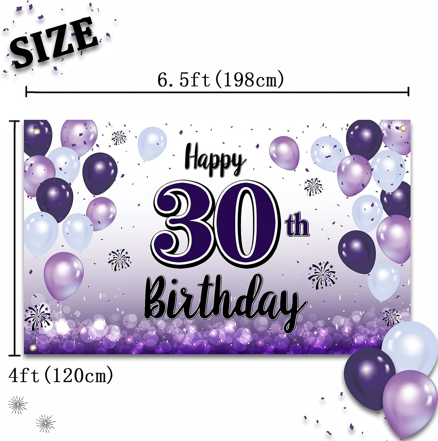 Decoración cumpleaños 30 globo morado grande