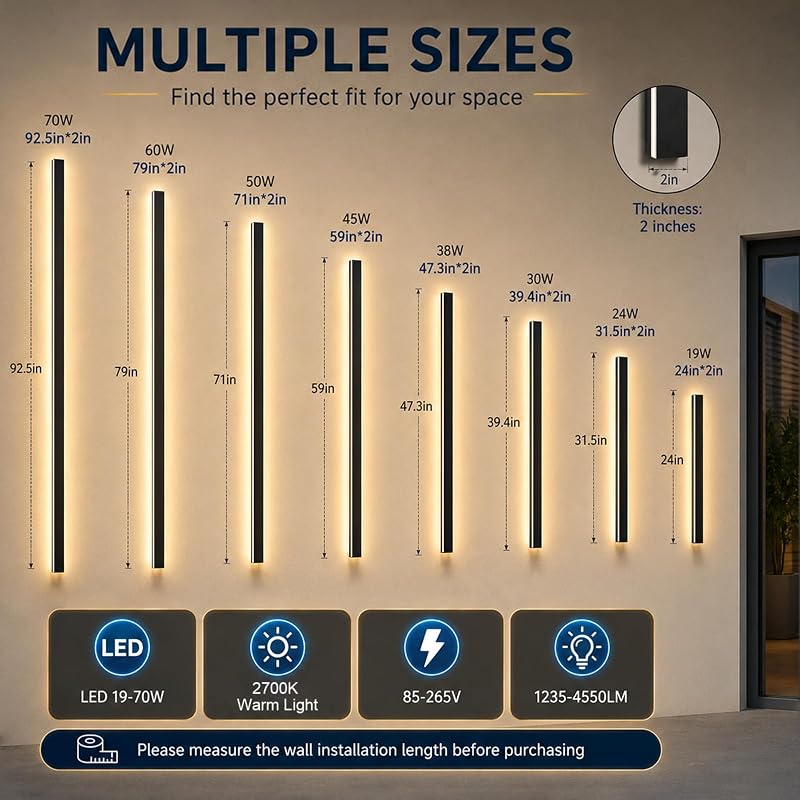 2 Luces Pared Exteriores 31" LED IP65 Modernas 3000K
