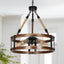 Lámpara araña rústica de madera 5 luces comedor cocina