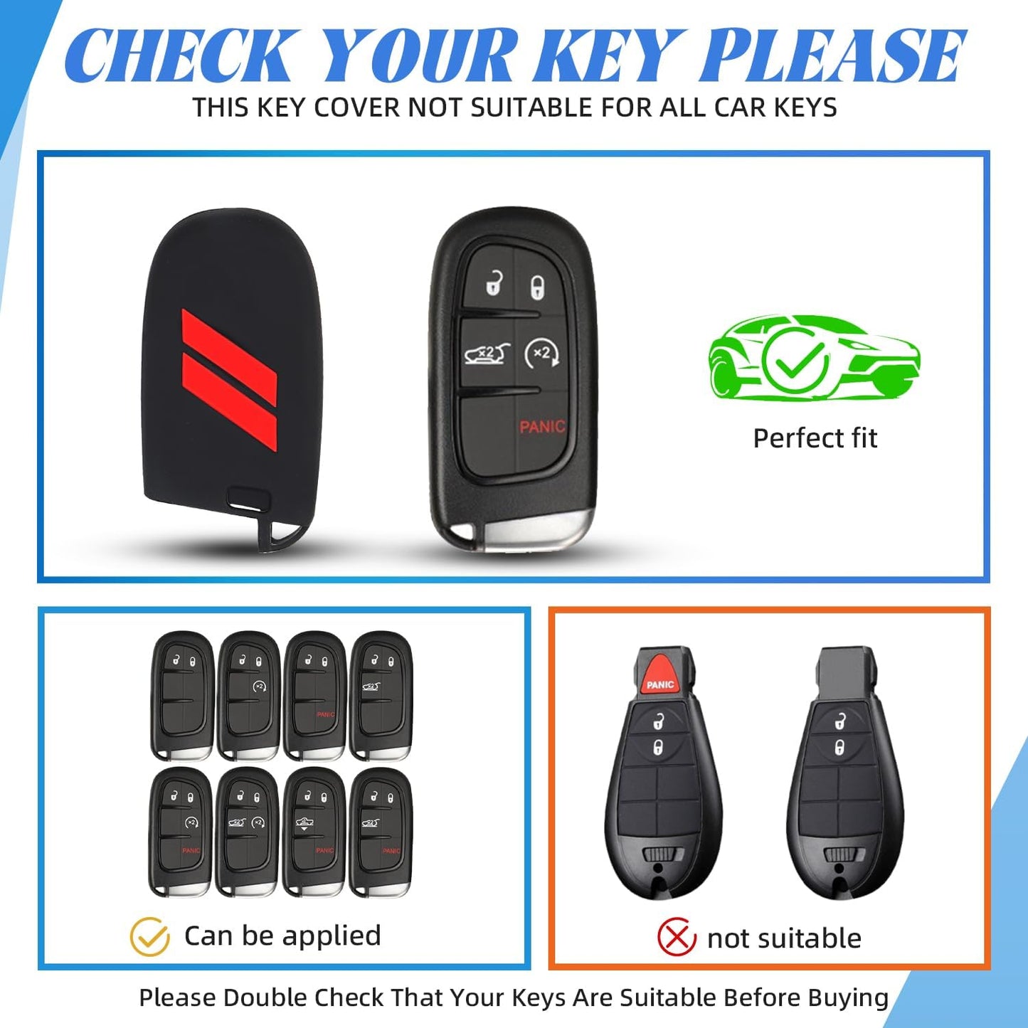 Funda llavero Dodge doble barra comp 5 botones rojo