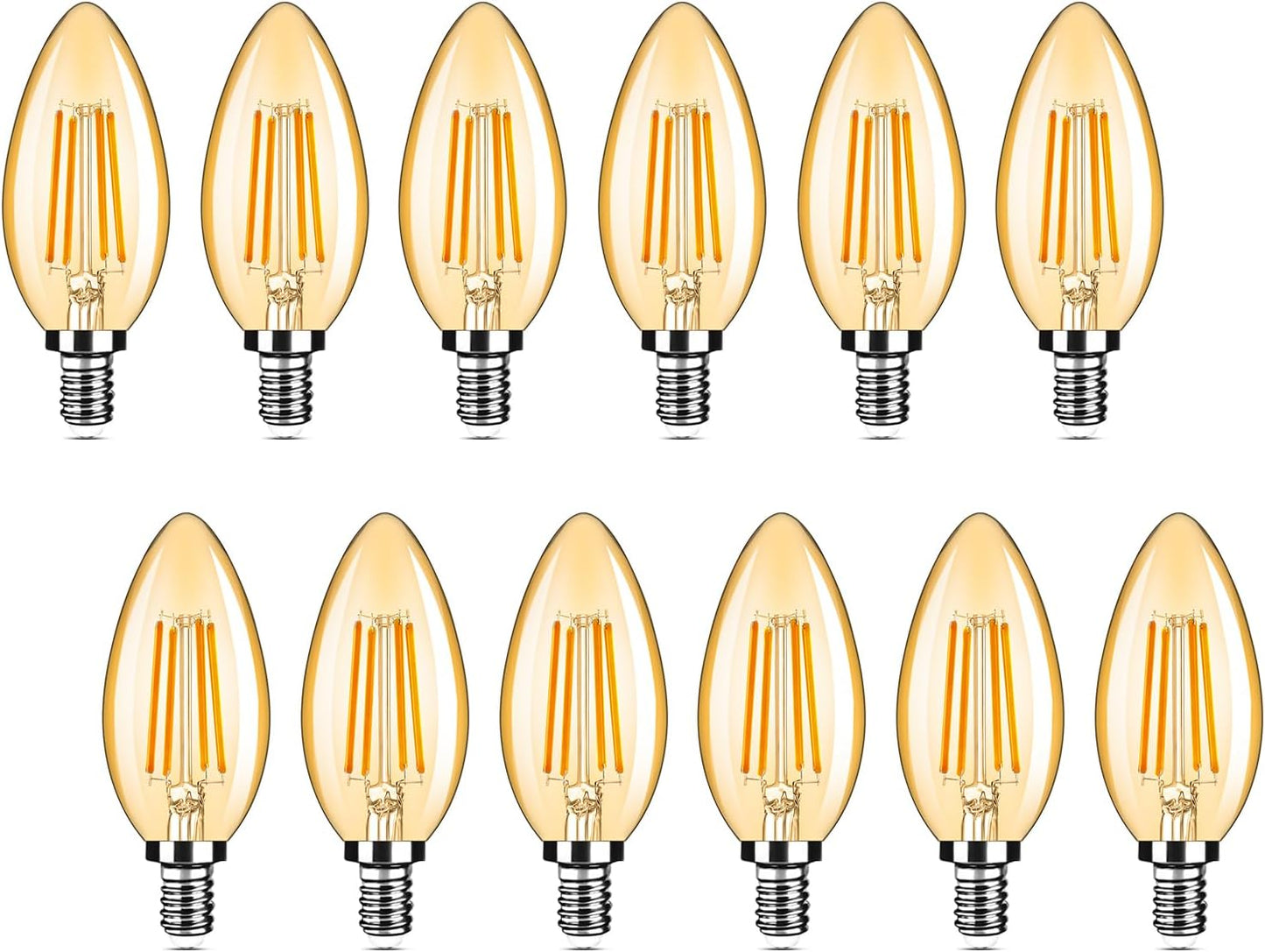 12 Bombillas LED E12 Regulables 2200K Blanco Cálido Ámbar 4W