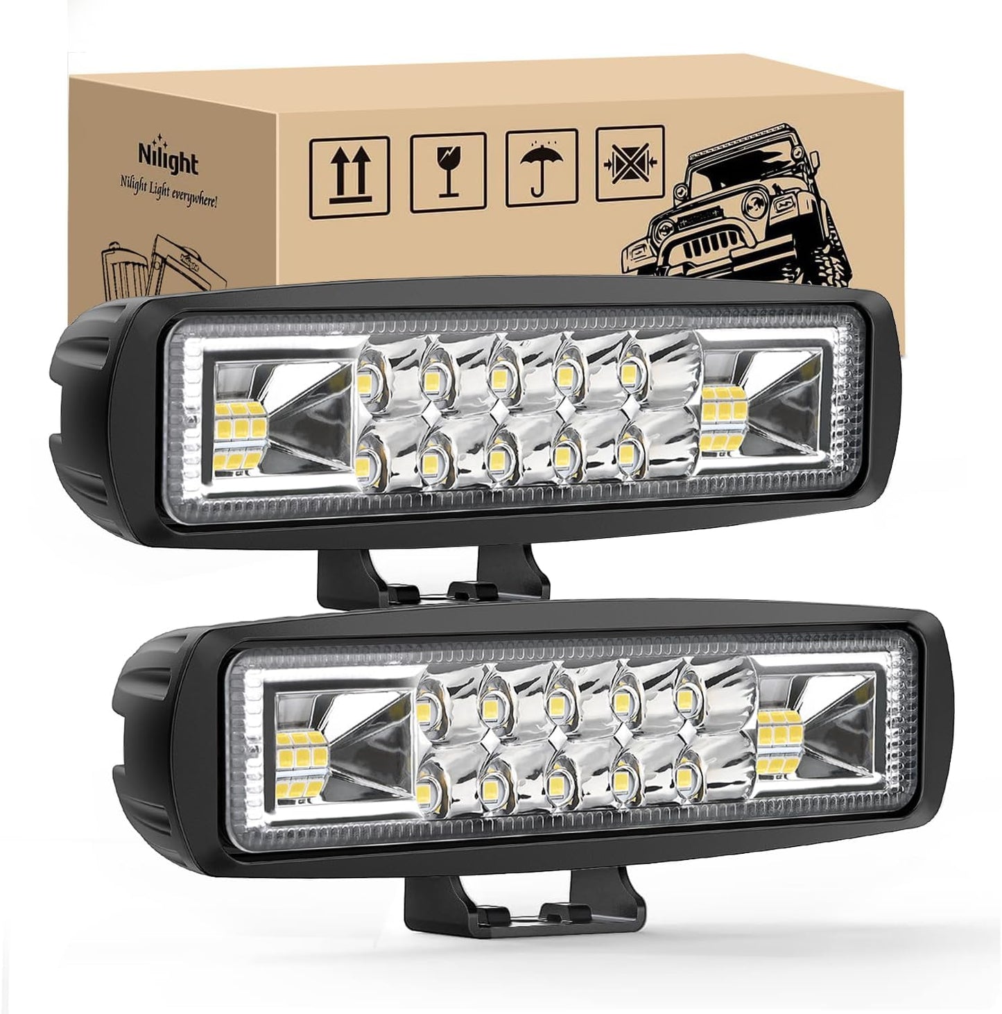 Barra LED 2pzas 6" 60W 12-24V para camiones UTV