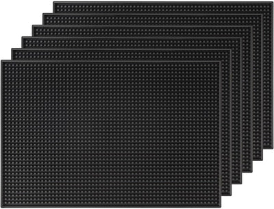 6 Alfombrillas Goma 18x12pulg Antideslizantes Negro