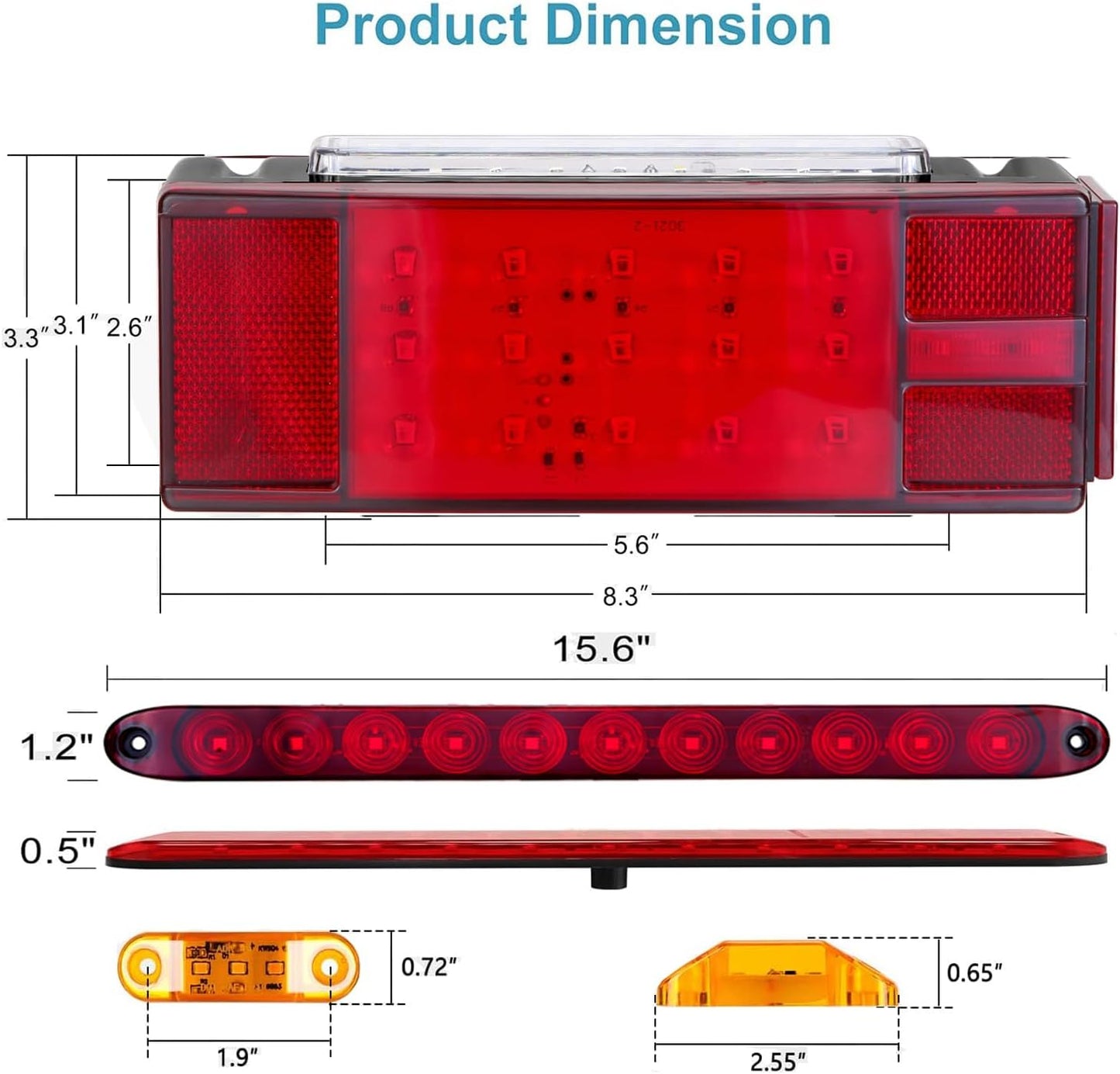 Kit luces LED remolque barco con arnés 15.6" caravana