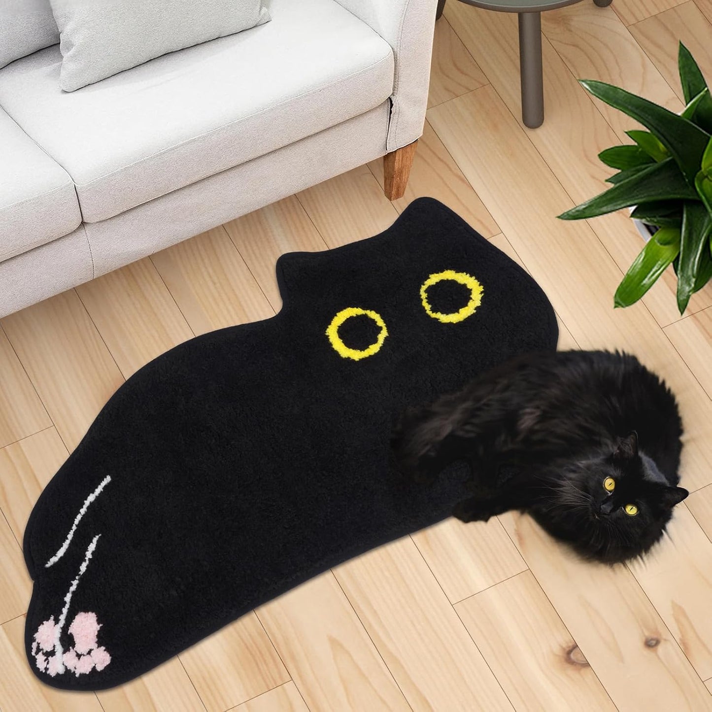 Alfombra baño gato 35x20" suave antiderrap