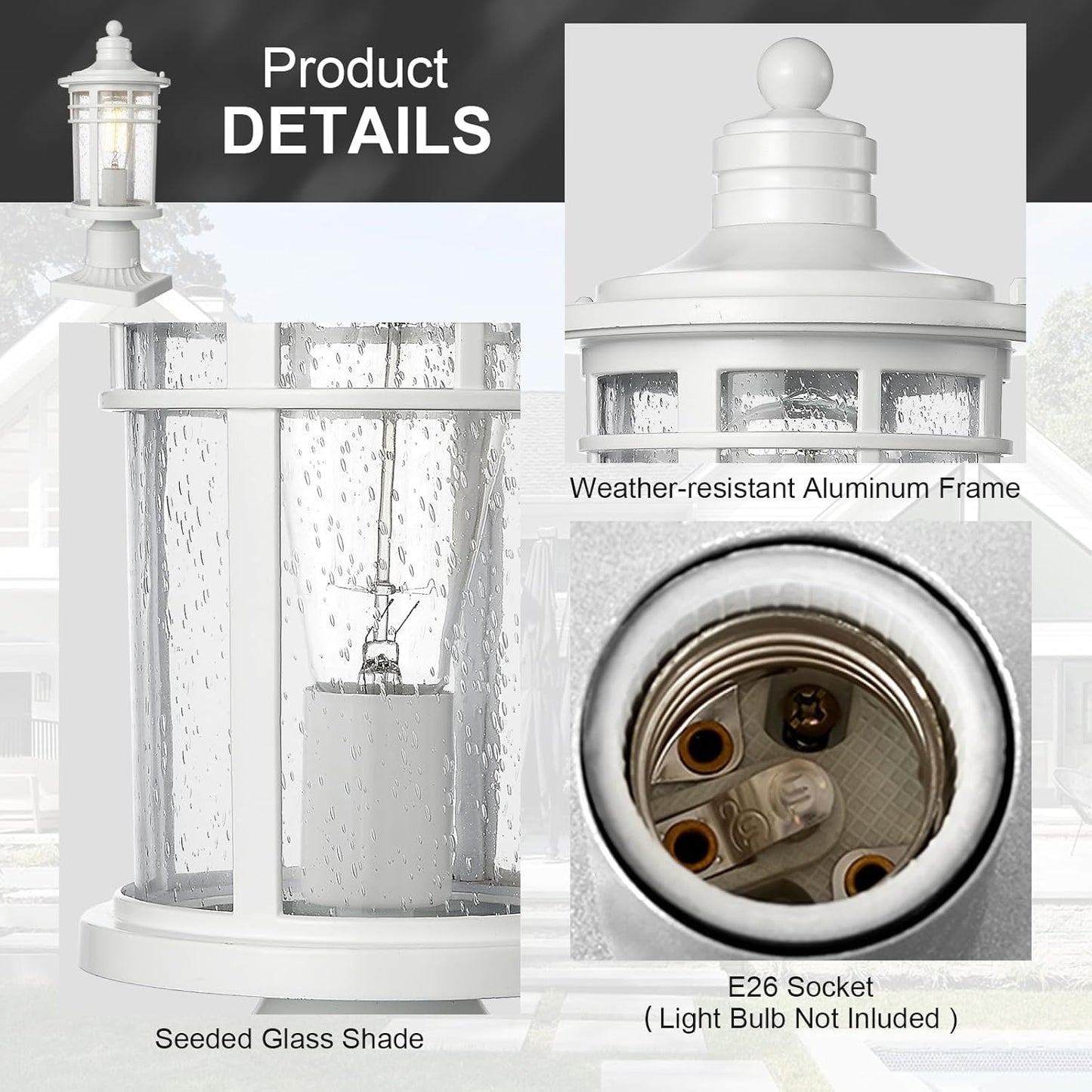 Luces poste exterior aluminio vidrio impermeables