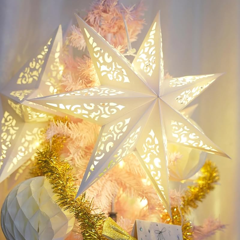 Farol estrella papel 17.7pulg 3uds colgante 3D para boda Navidad