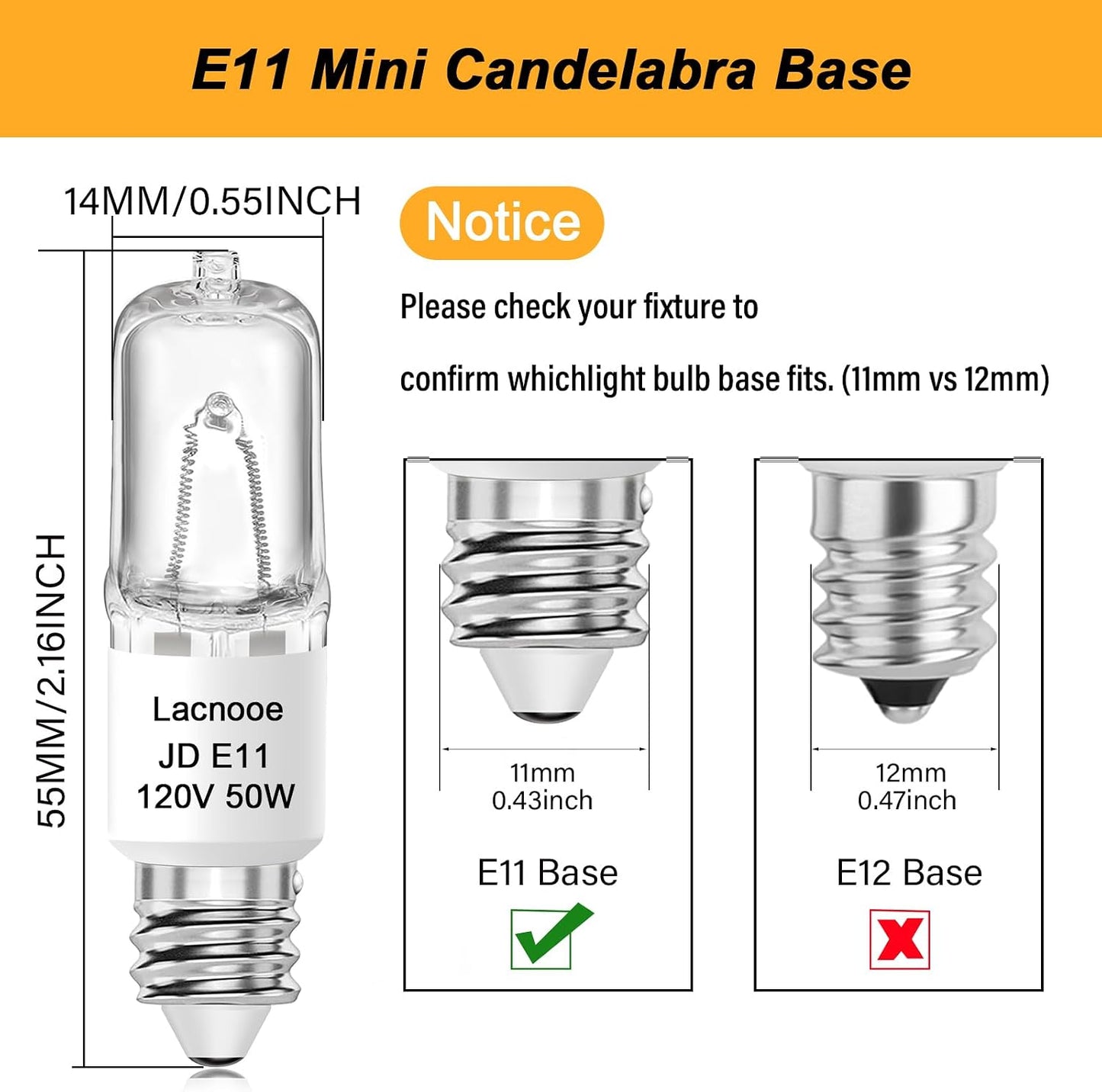 4 Pzas Bombilla E11 Halógena 50W 2700K Blanco Cálido Base T4