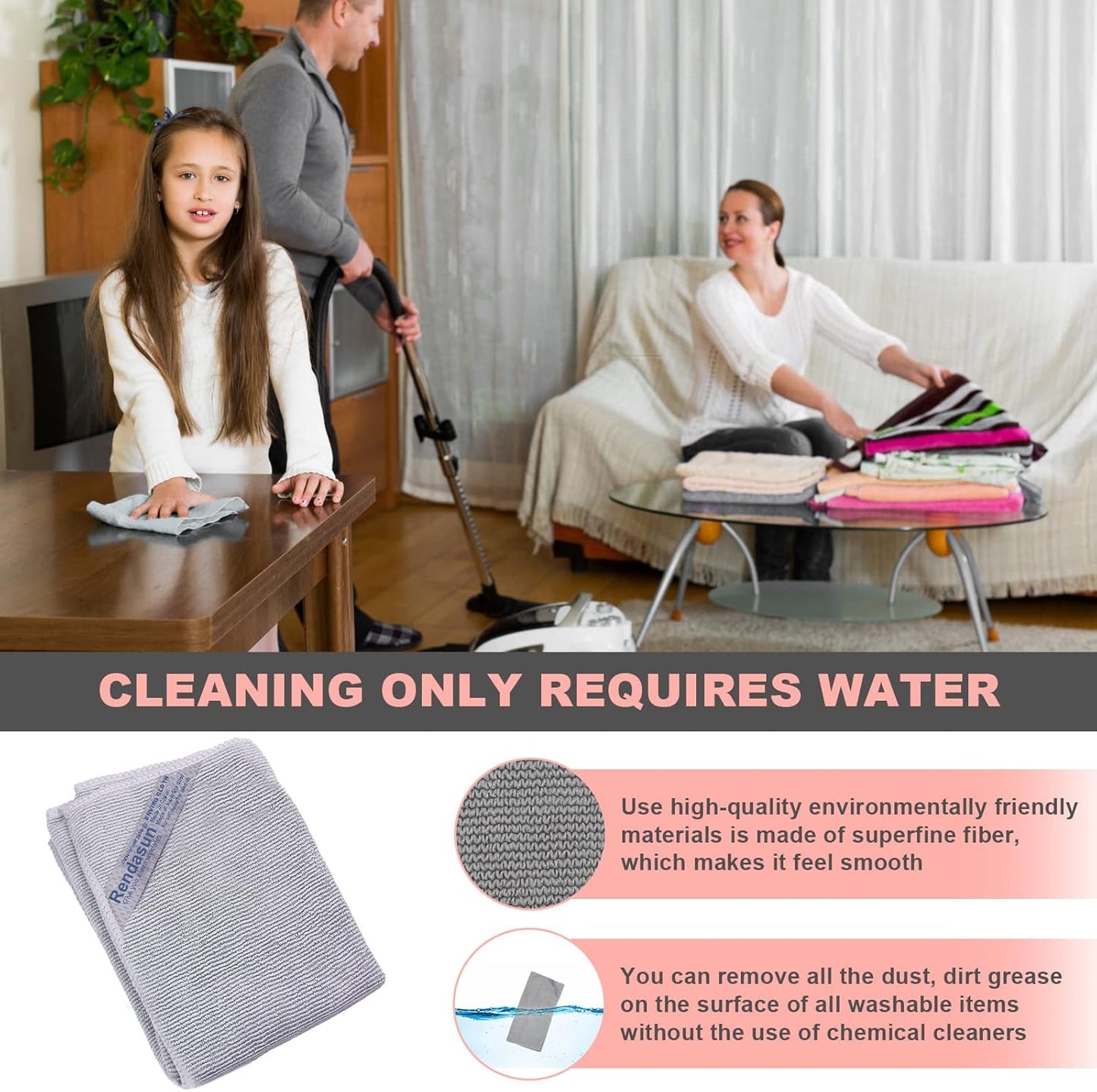 Paño microfibra Enviro solo agua para limpieza hogar y auto