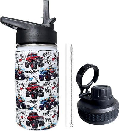 Botella agua niños Monster Truck 12oz acero inox aislada
