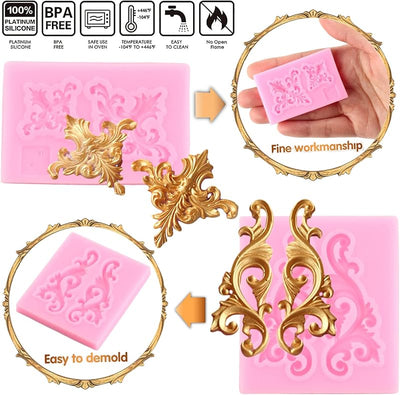 Moldes fondant silicona decoración cupcakes set 6