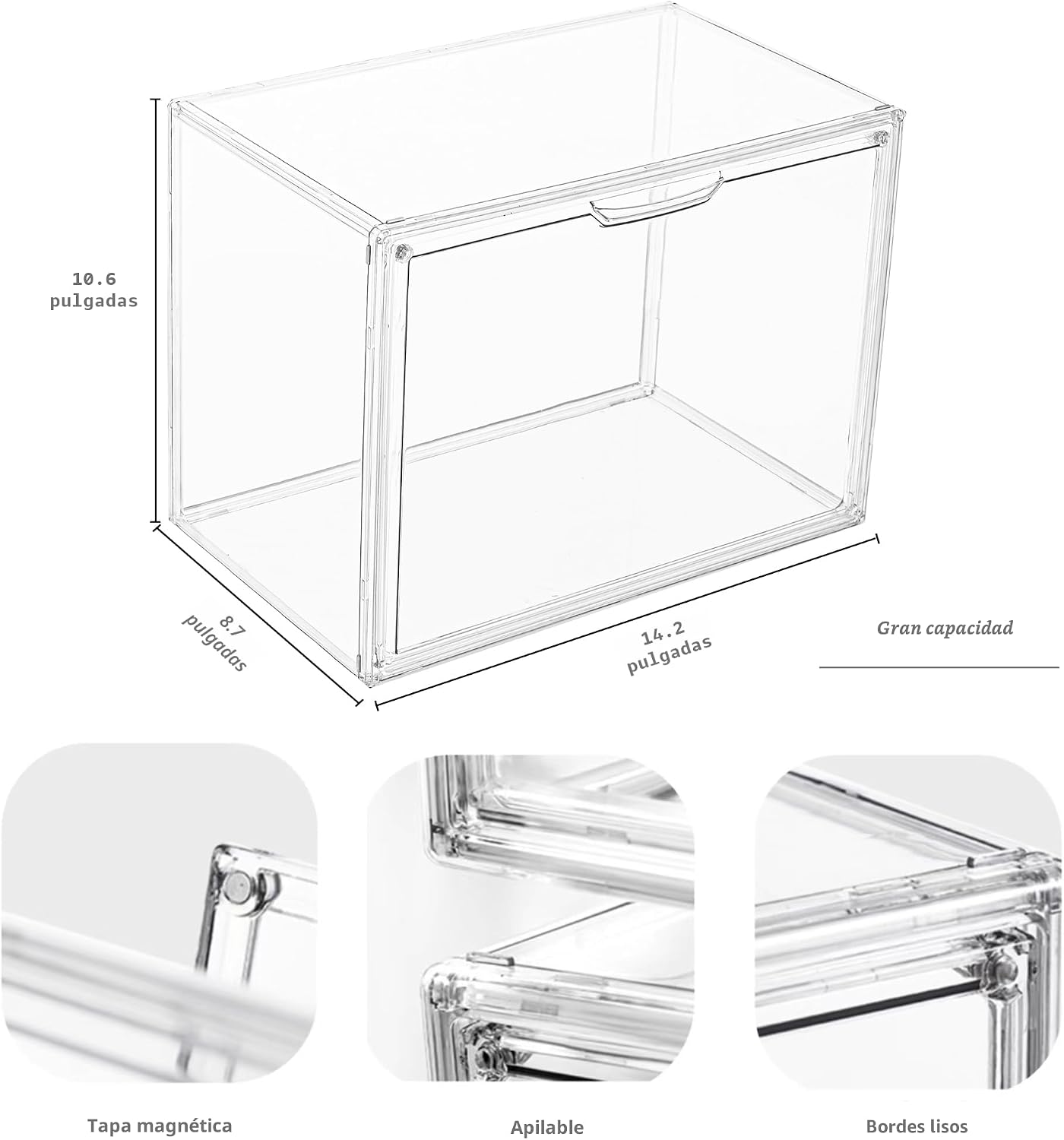 Caja acrílico plástico transparente con tapa magnética