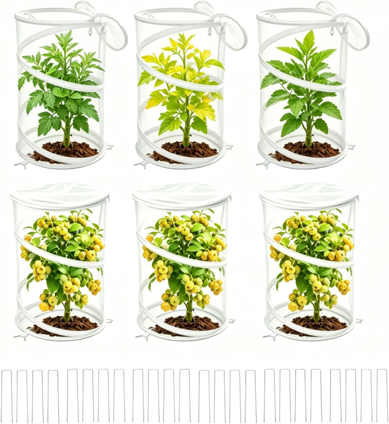 6 Cubiertas Jardín 18x24pulg con Estacas y Bolsa Red Reutilizable