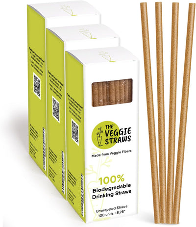 300 Popotes Biodegradables 8.25pulg Fibra Vegetal