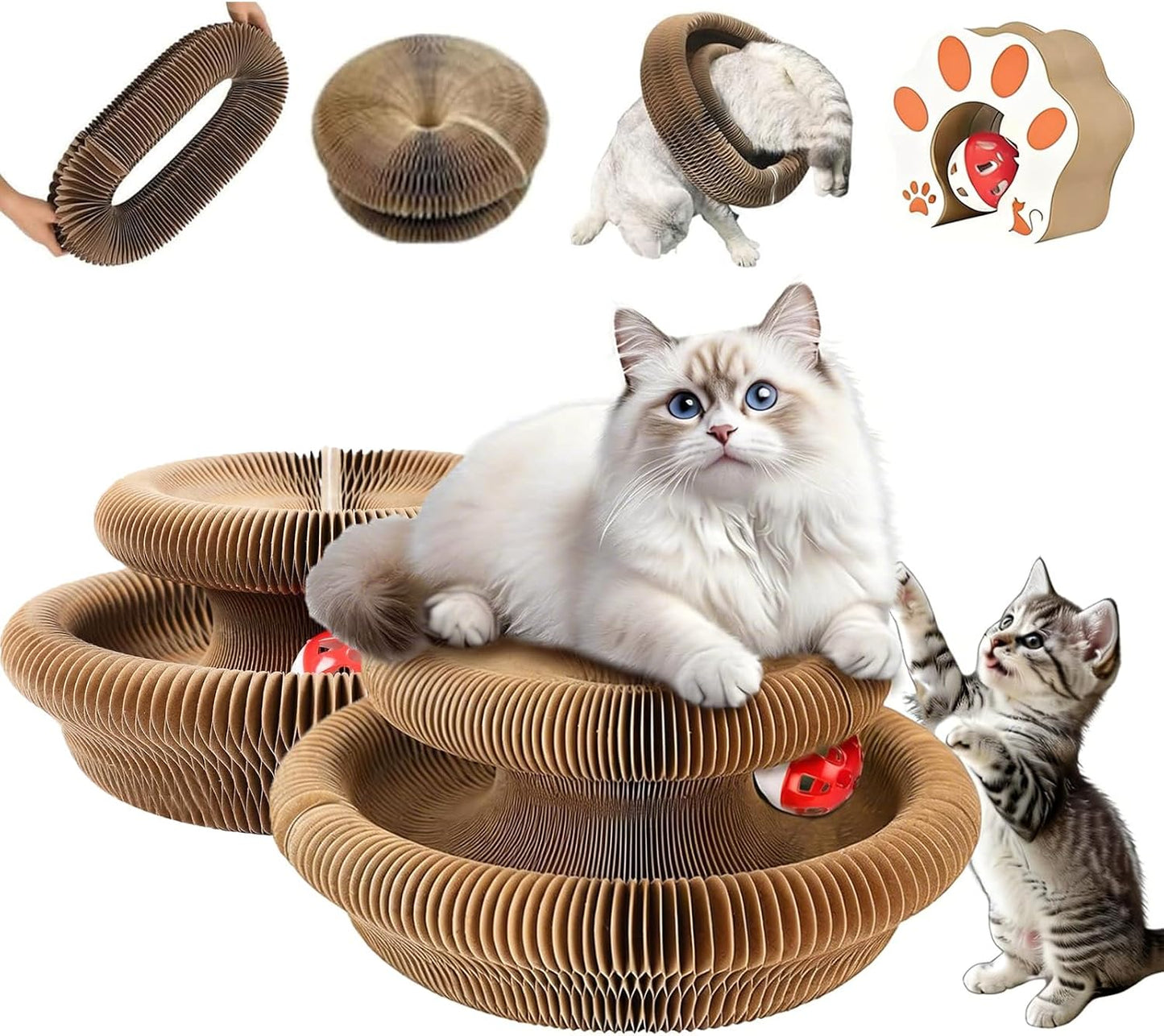 Juguete plegable para gatos con tablero rascador