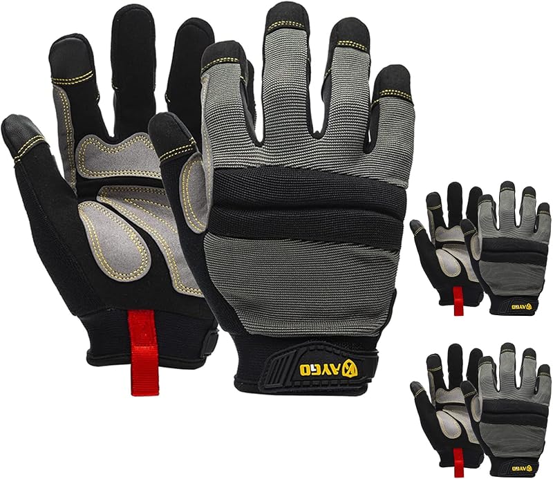 Guantes trabajo hombre X-Grande 3 pares cuero sintético