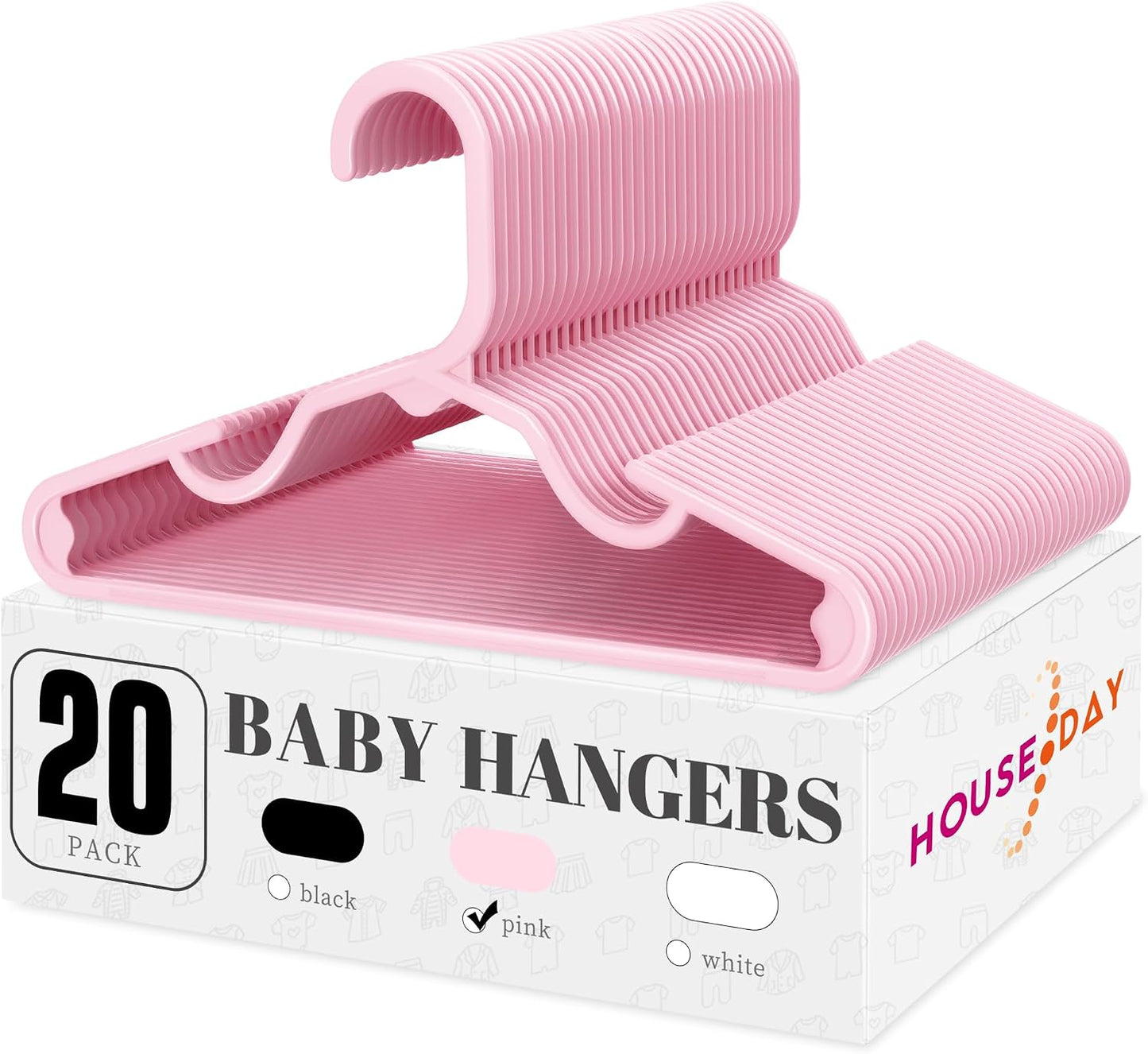 Perchas plástico bebe armario pack 20 duraderas rosa