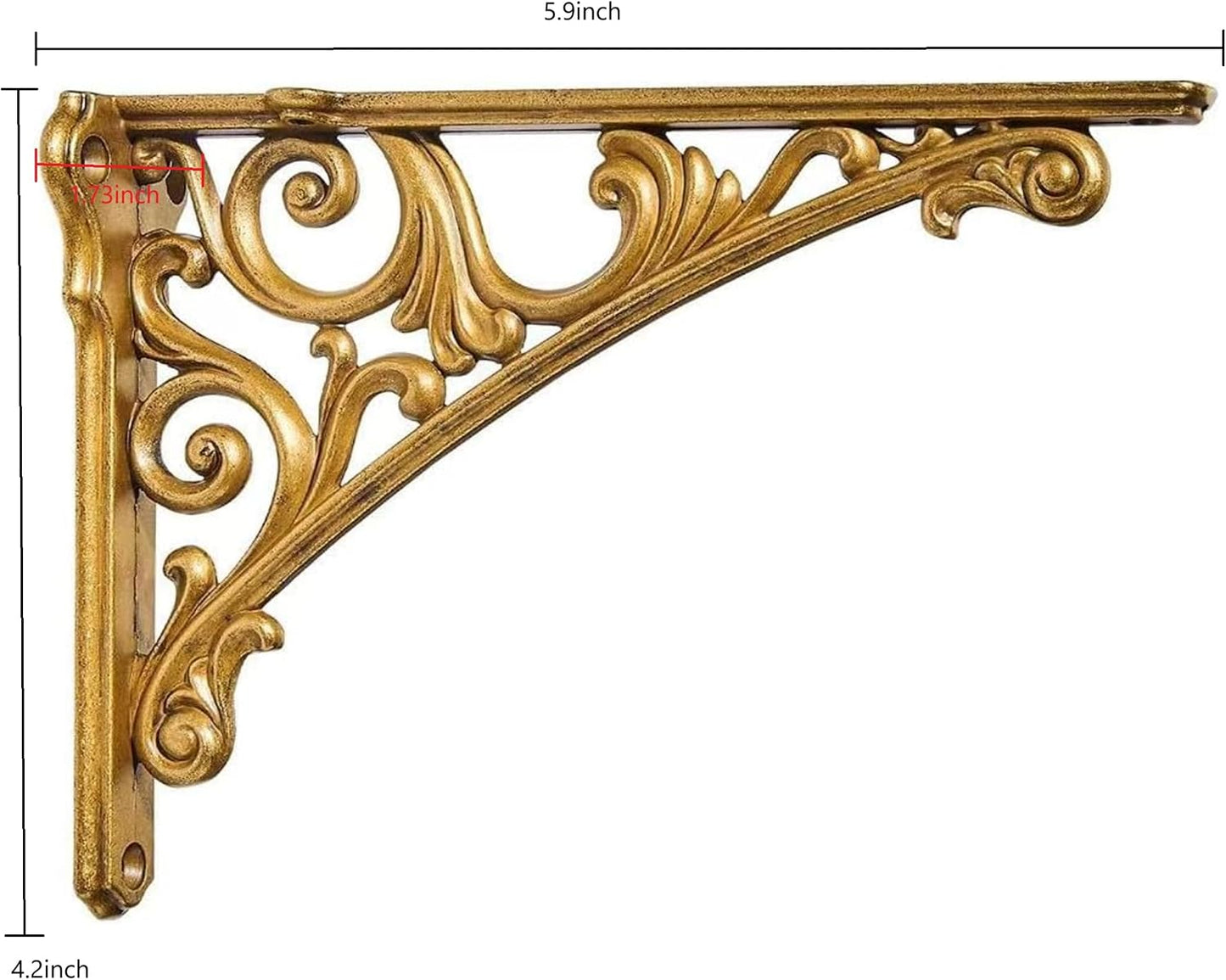 Soporte estante latón antiguo decorativo 6pulg pack 4