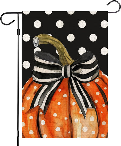 Bandera jardín calabaza otoño 12x18pulg doble cara negro