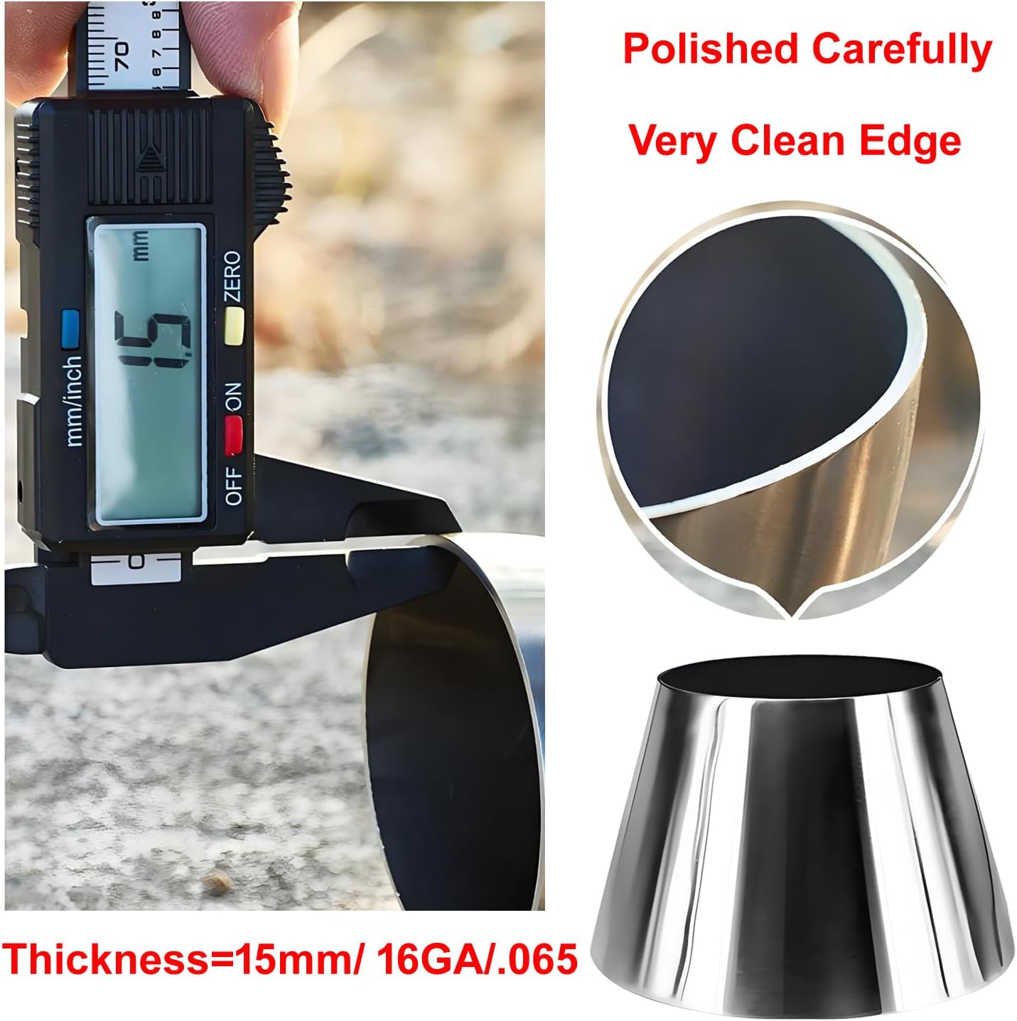 2 Pack Tubo Escape Acero Inox 6,30-7,5cm Reductor Concéntrico