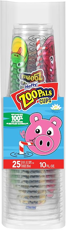 Vasos plástico animales 10oz 25uds uso diario