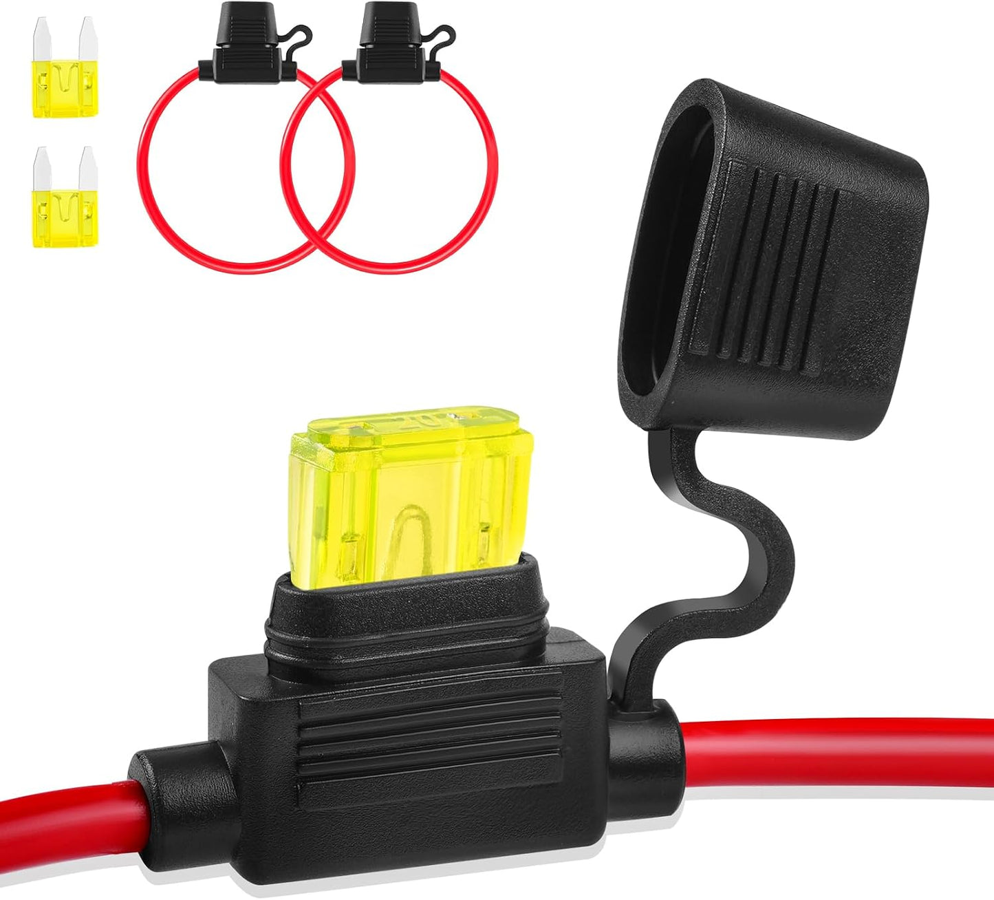 Portafusibles 12V impermeables 13.8pulg 20A con 2 fusibles