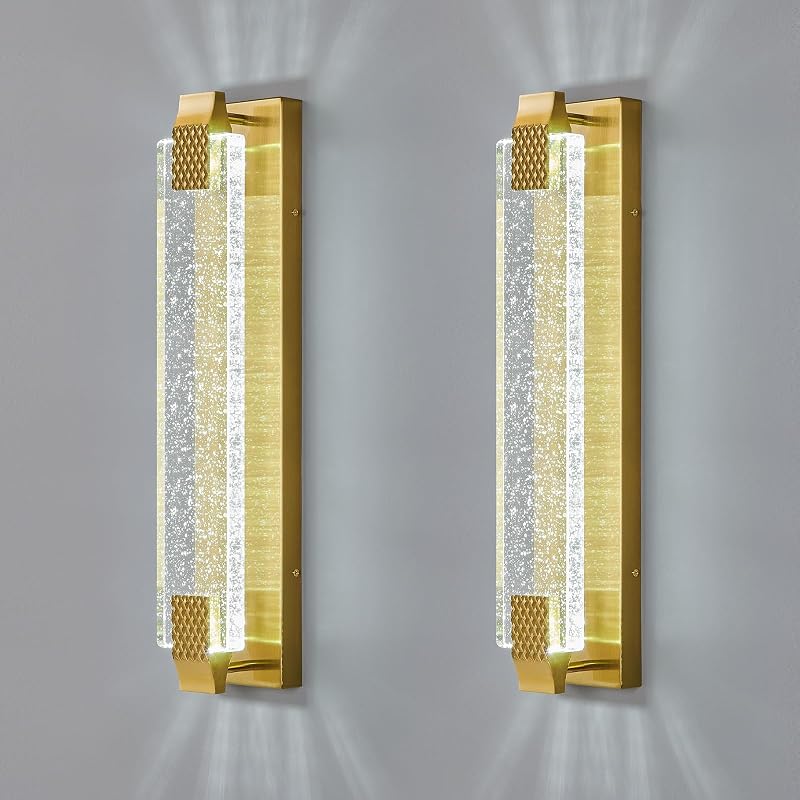 Aplique pared cristal burbujas luces LED doradas 23pulg set