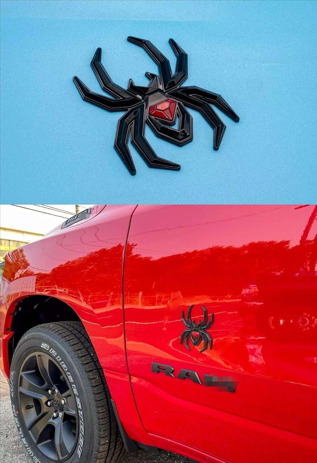 Emblema Araña Insignia Coche Universal Negro Rojo