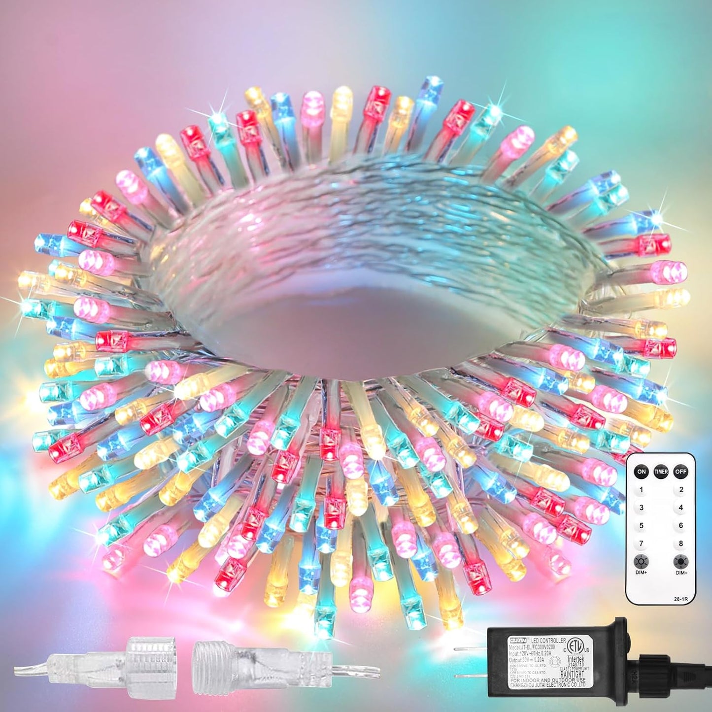 Guirnalda luces LED multicolor 100 luces 33pies enchufable