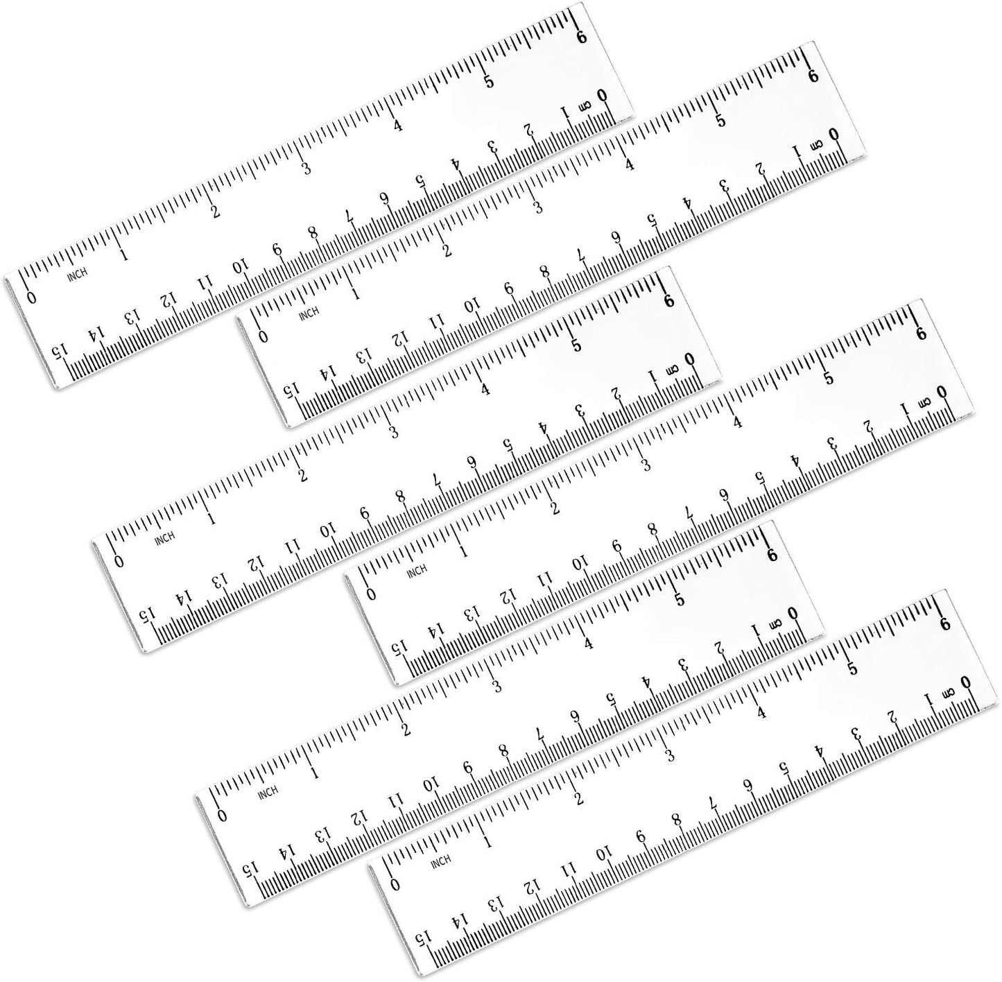 Regla plástico 6 pulg 6 pzas transparente oficina escolar
