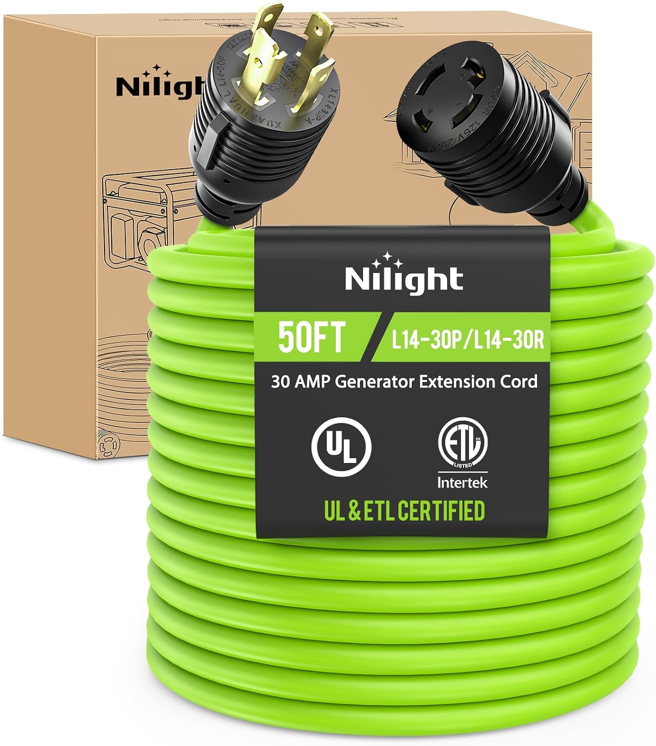 Cable extensión generador 50ft 30A 125V calibre 10/3 STW