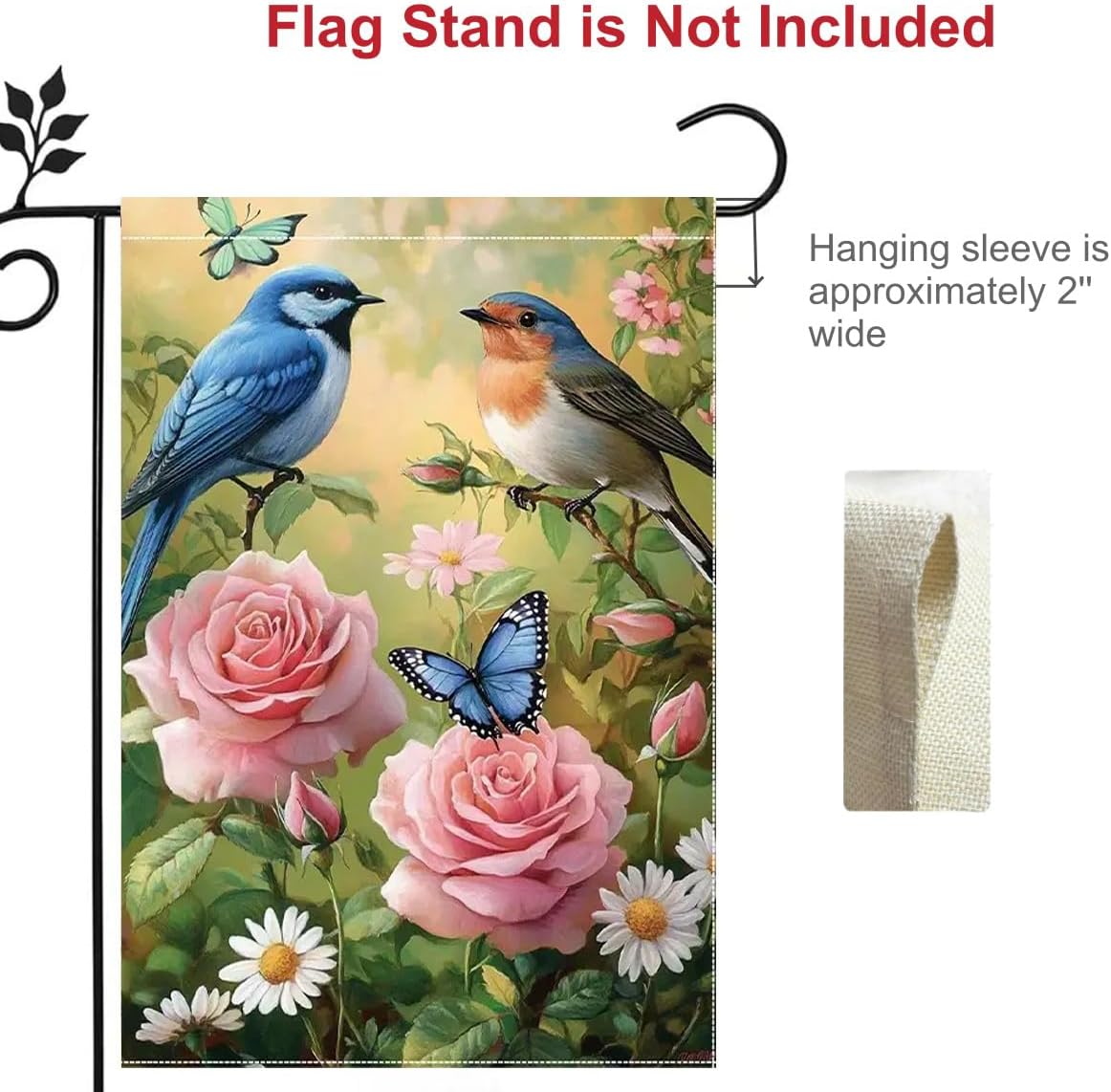 Bandera jardín 12x18pulg doble cara pájaros azules