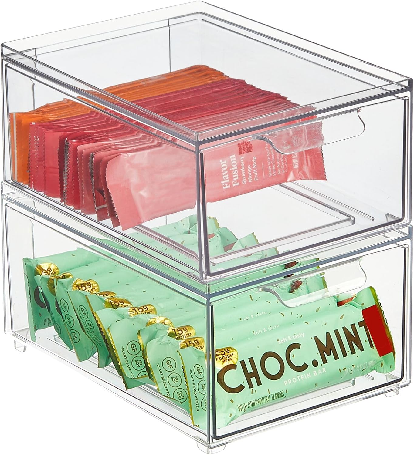 Caja almacenamiento apilable con cajón plástico 2unid