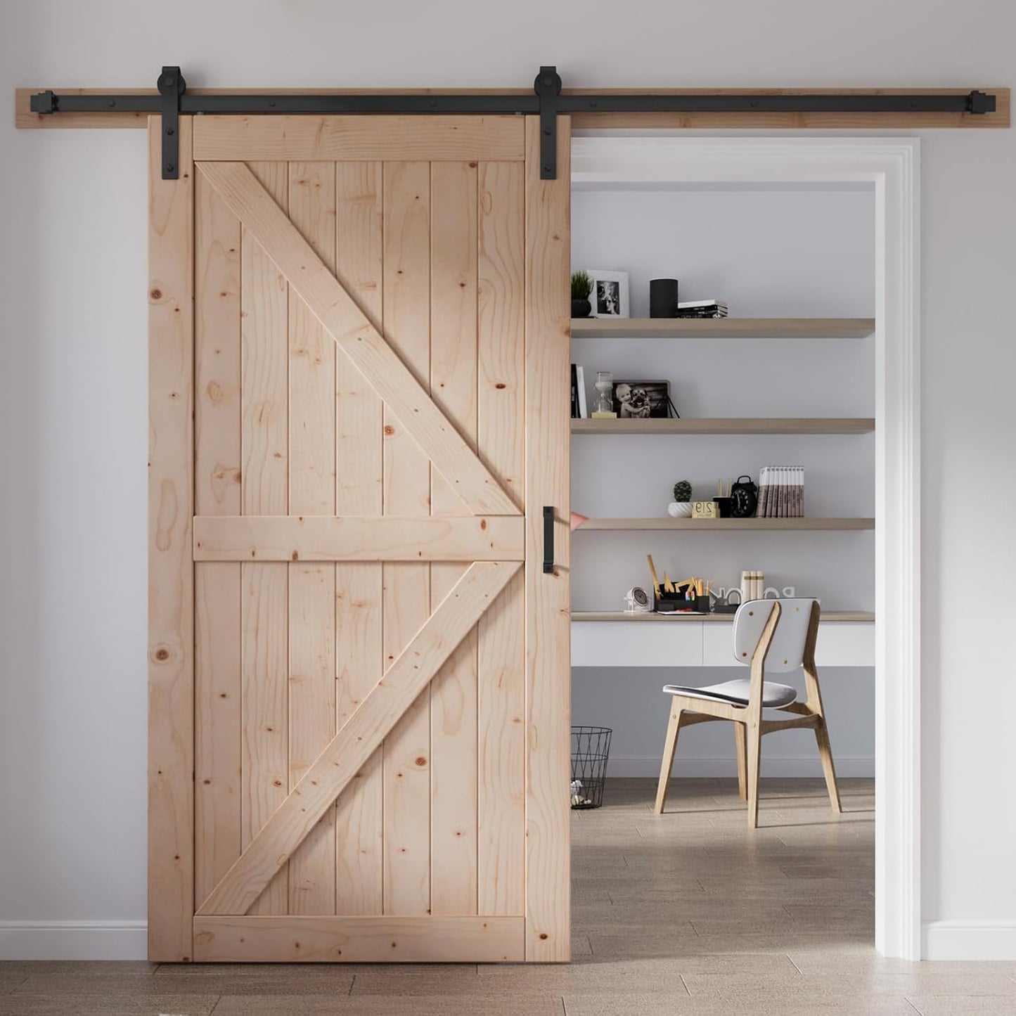 Puerta corrediza granero 42x80pulg con kit herrajes abeto K
