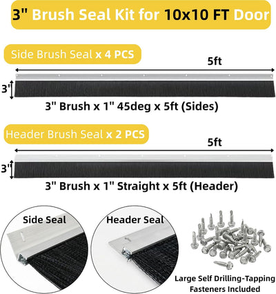 Kit sello cepillo nailon puerta garaje 3pulg 10x10pies corrugado