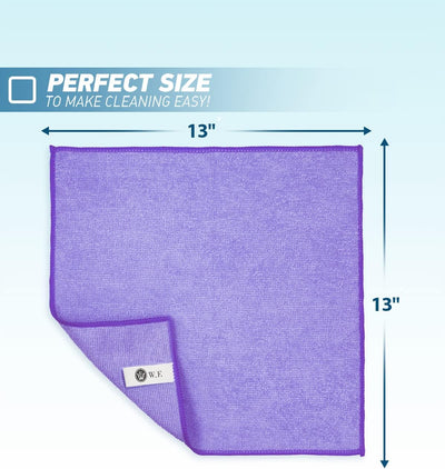 Paño microfibra 24 pzas 13x13pulg ultra suave absorbente morado