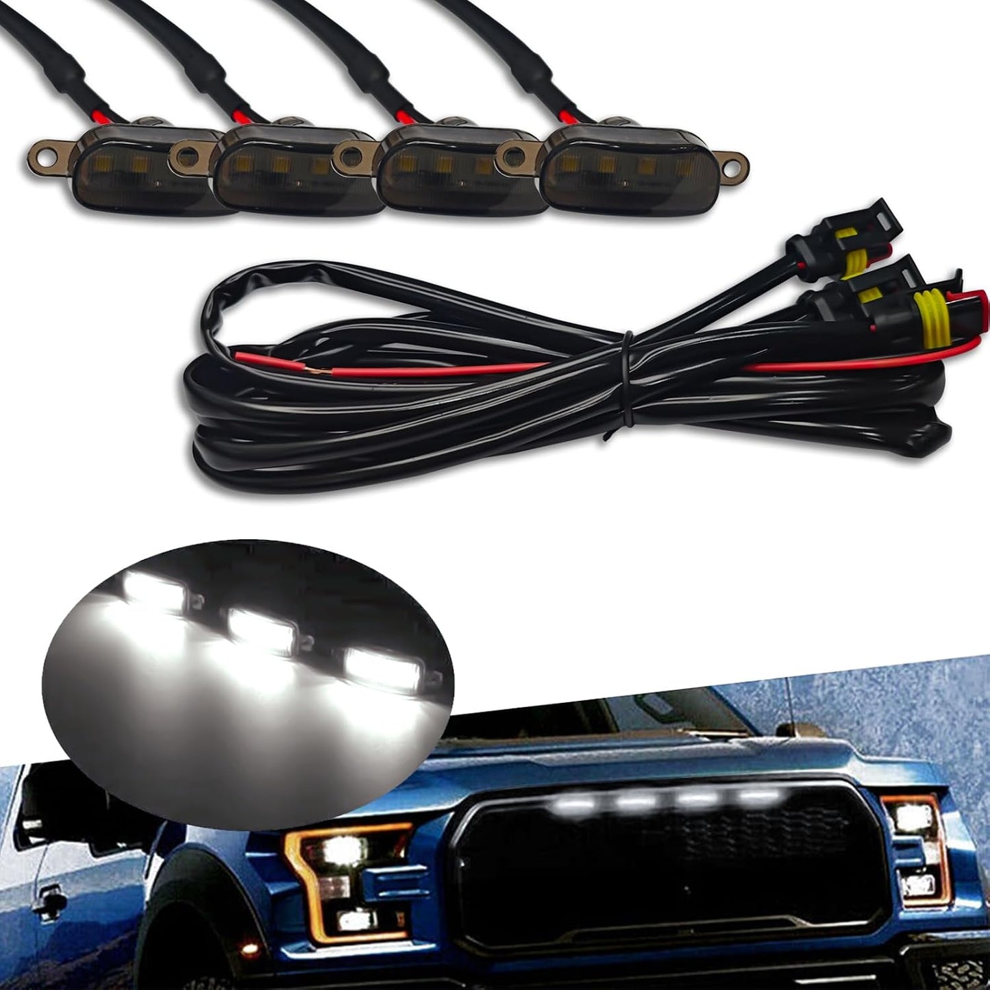 4 Luces LED Parrilla F150 F250 F350 Ámbar Brillante