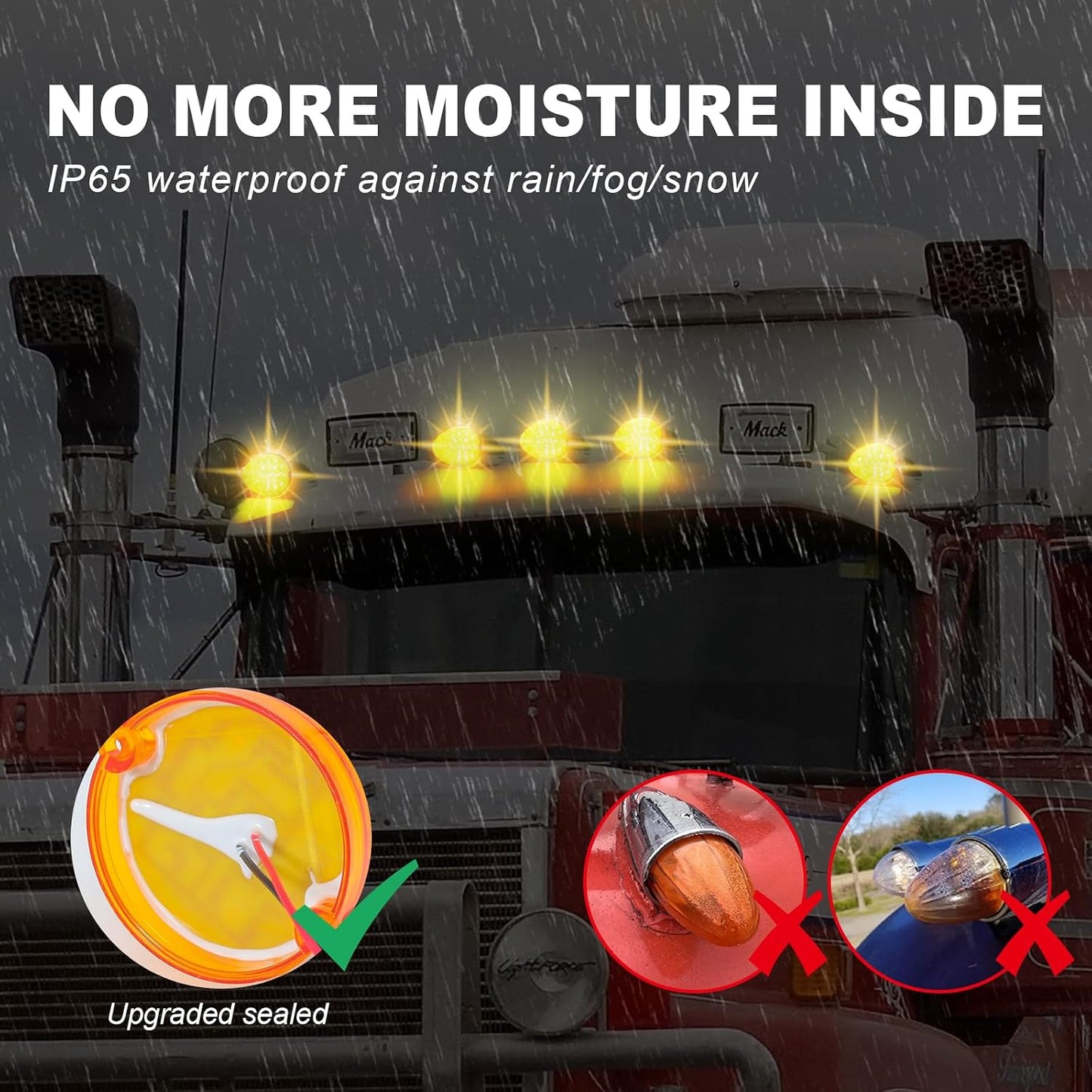 Luces cabina 17 LED cromadas impermeables Peterbilt